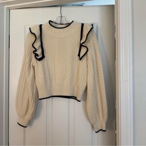 Cream Sweater with Black Trim